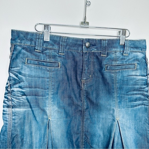 Tommy Hilfiger Denim Skirt Fit and Flare Pleated Skater '00s Skirt Size Large - Picture 3 of 12